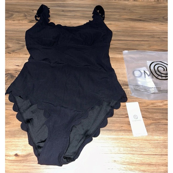 Charmo Womens Scalloped Ribbed One Piece Swimsuit,‎ Small - Picture 5 of 9